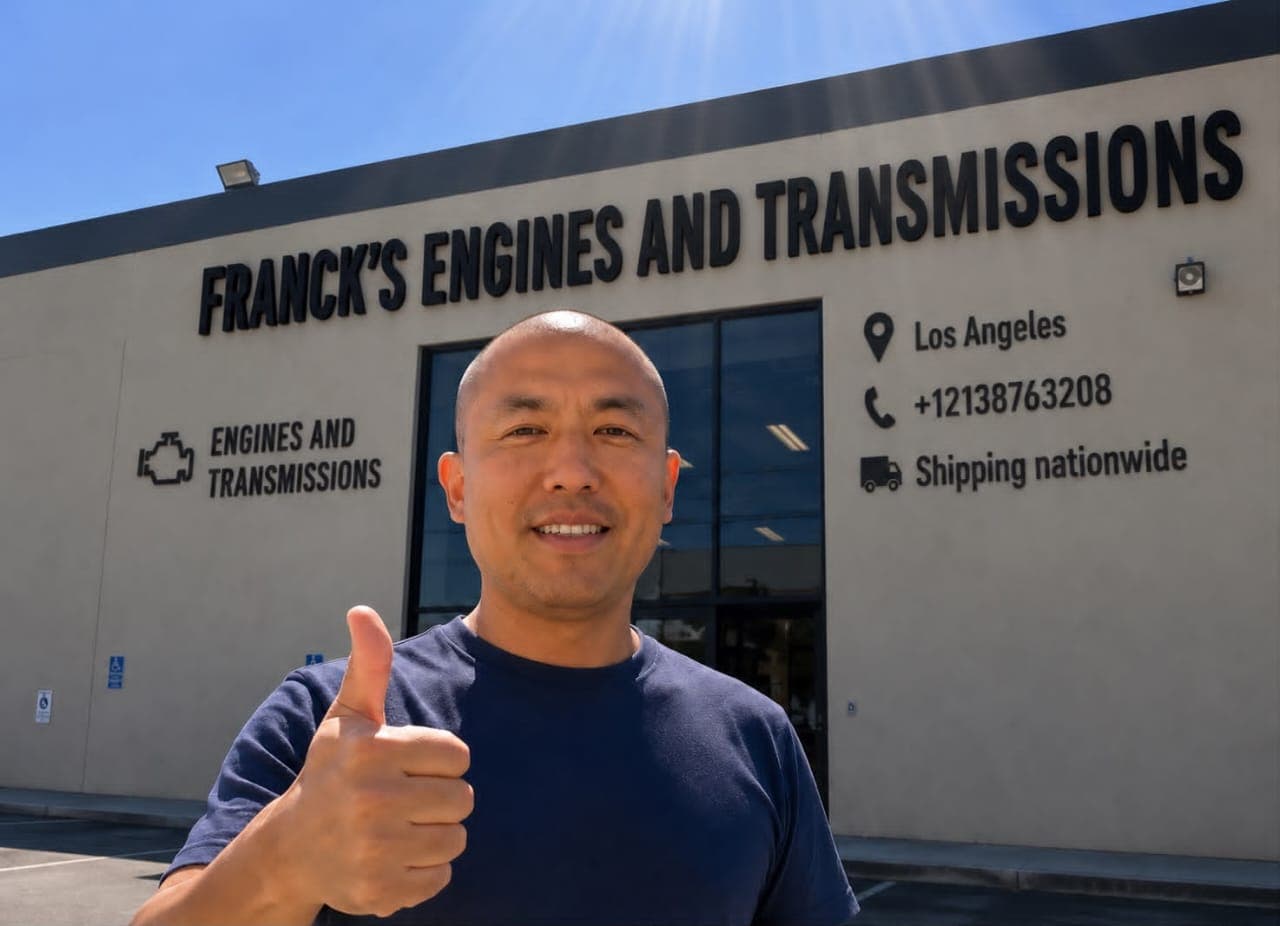 Franck SEUNG-JUNE giving a thumbs up outside the Franck's building in Los Angeles